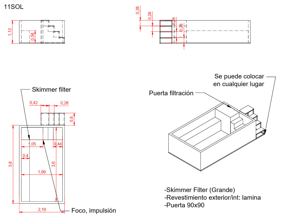 Piscina Elevada SOLPOOL 3,80 x 2,20×1,12 m (11SOL)