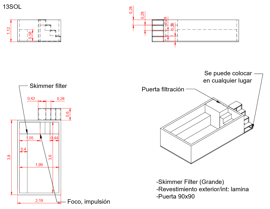 Piscina Elevada SOLPOOL 3,80 x 2,20×1,12 m (13SOL)