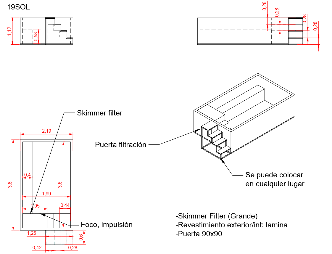 Piscina Elevada SOLPOOL 3,80 x 2,20×1,12 m (19SOL)